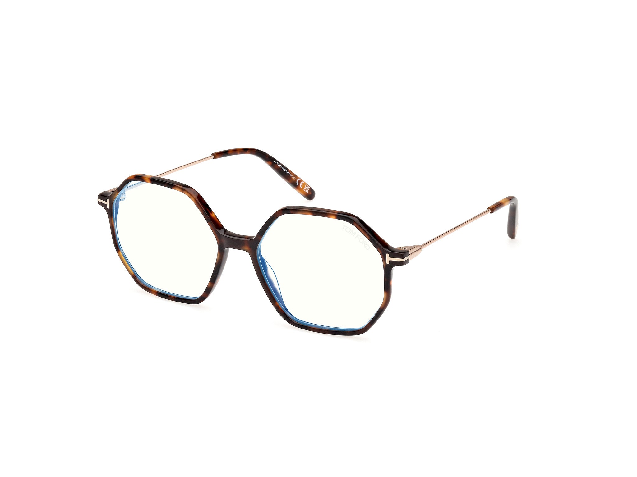 0889214488992 - TOM FORD Frau FT5952-B 052 Rahmen von BRILLEN Plastik Havanna  Geometrisch Blaues Antilicht