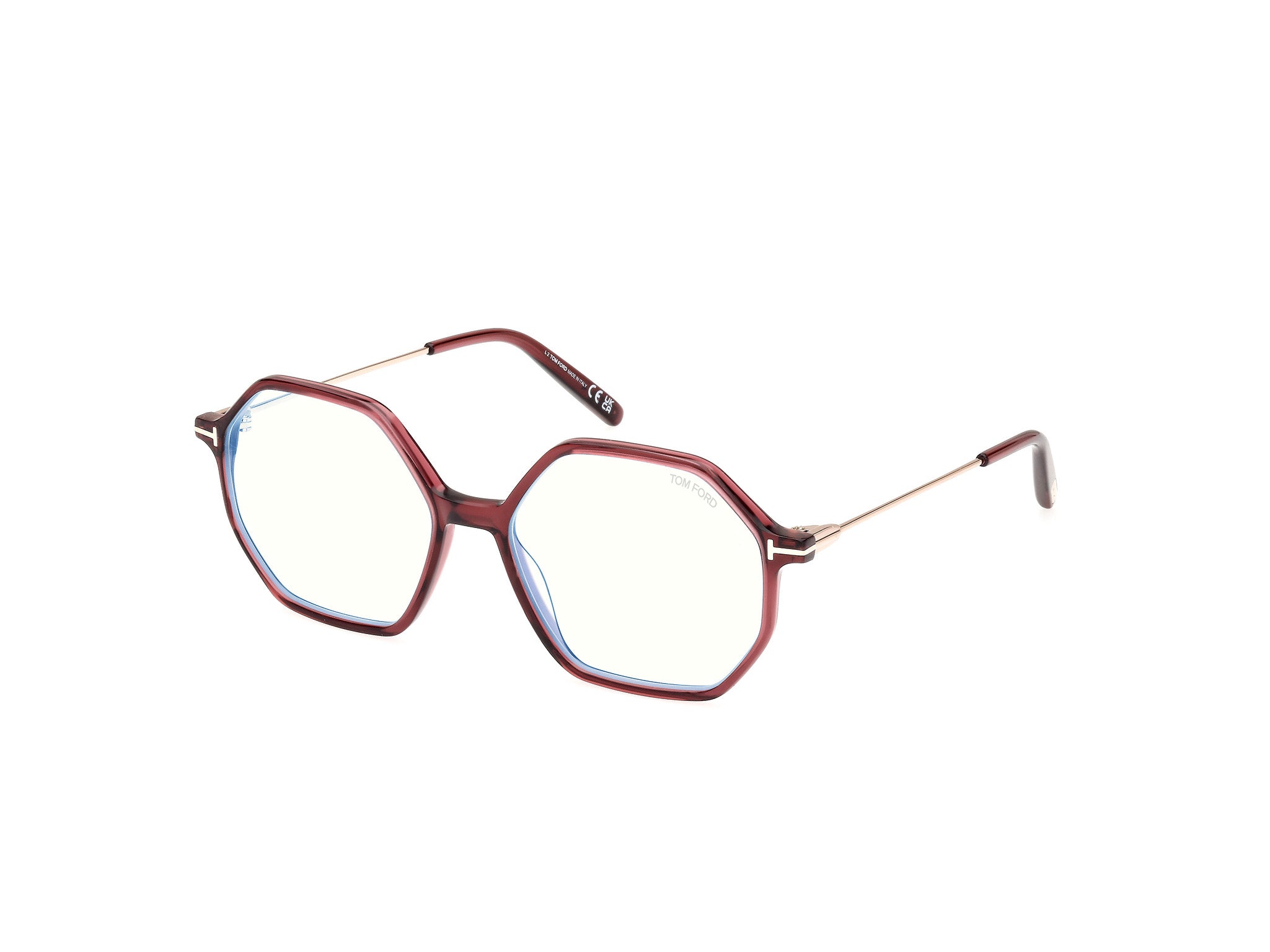 0889214489005 - TOM FORD Damen FT5952-B 69 Rahmen von BRILLEN Acetat Bordeaux  Geometrisch Normal