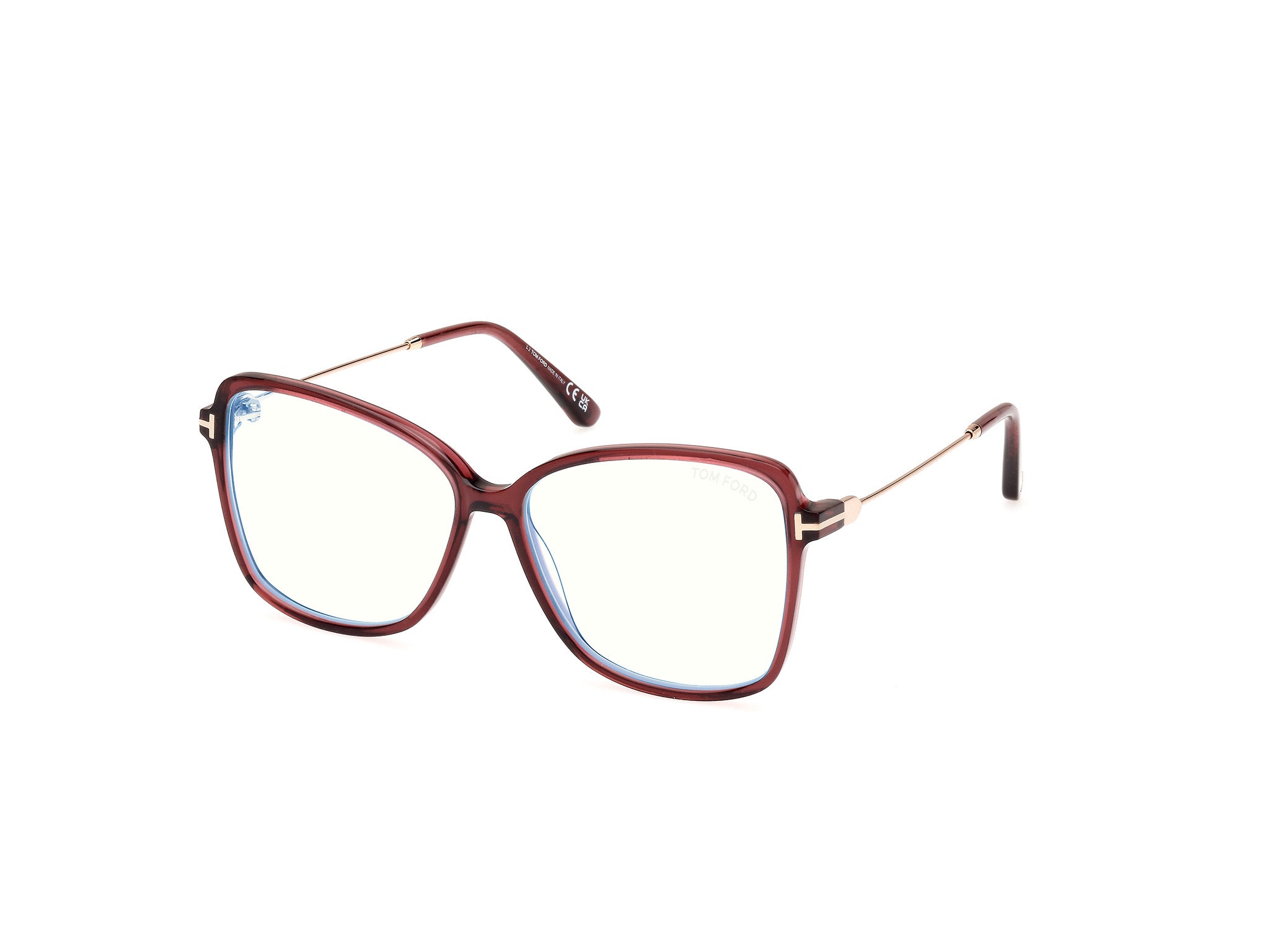 0889214489043 - TOM FORD Damen FT5953-B 69 Rahmen von BRILLEN Acetat Bordeaux  Schmetterling Normal