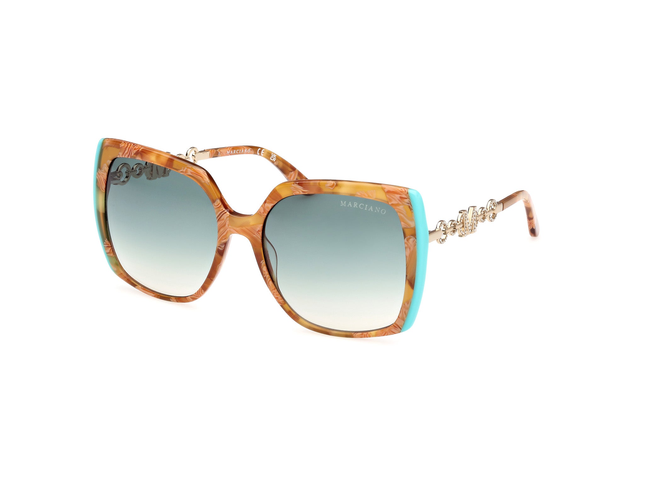 0889214490353 - Damen GM00005 56P Gläser SONNENBRILLEN Acetat Havanna Grün Quadratisch Normal Sfumato