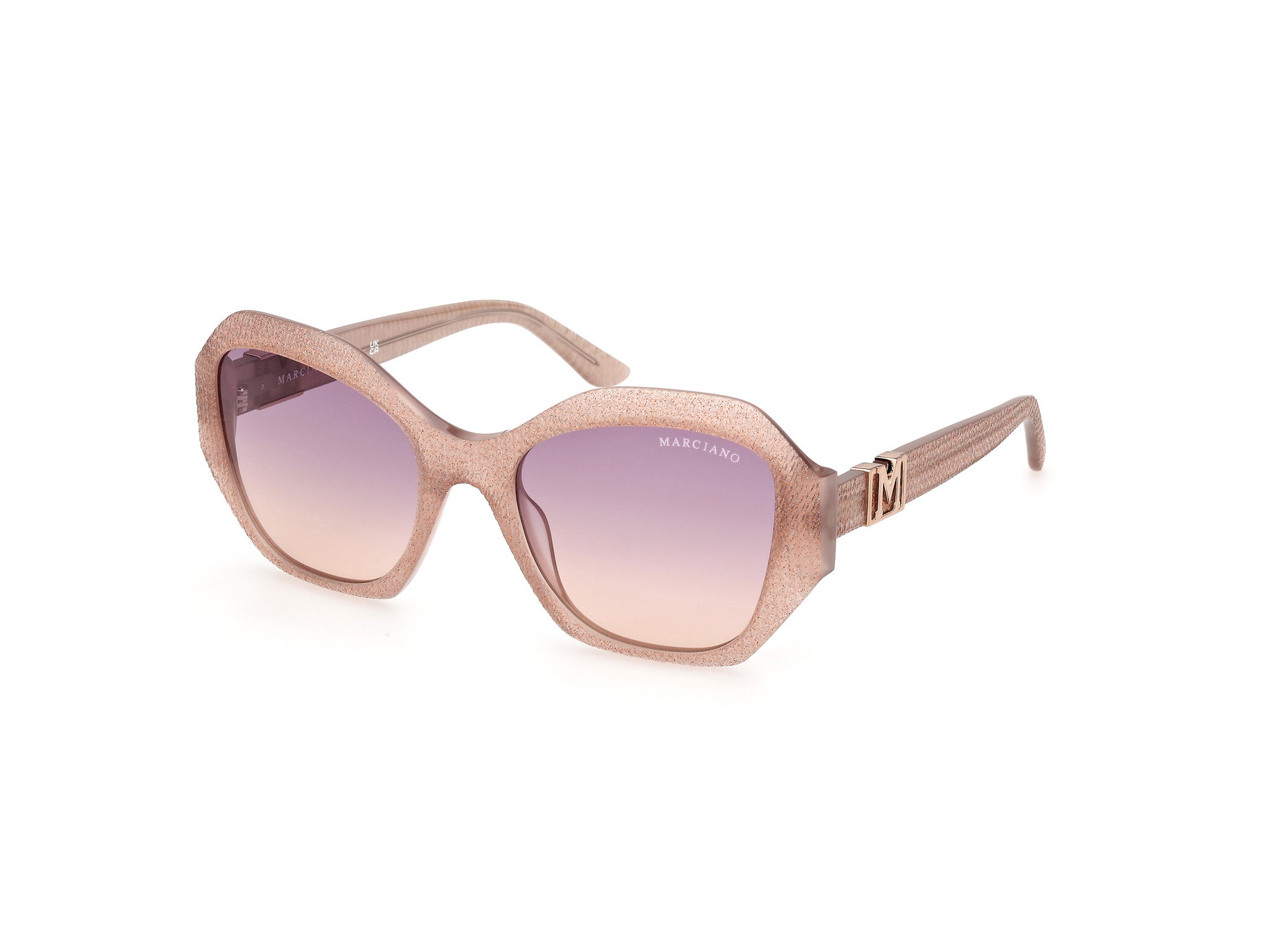 0889214490445 - Damen GM00007 57Z Gläser SONNENBRILLEN Acetat Beige Violett Geometrisch Normal