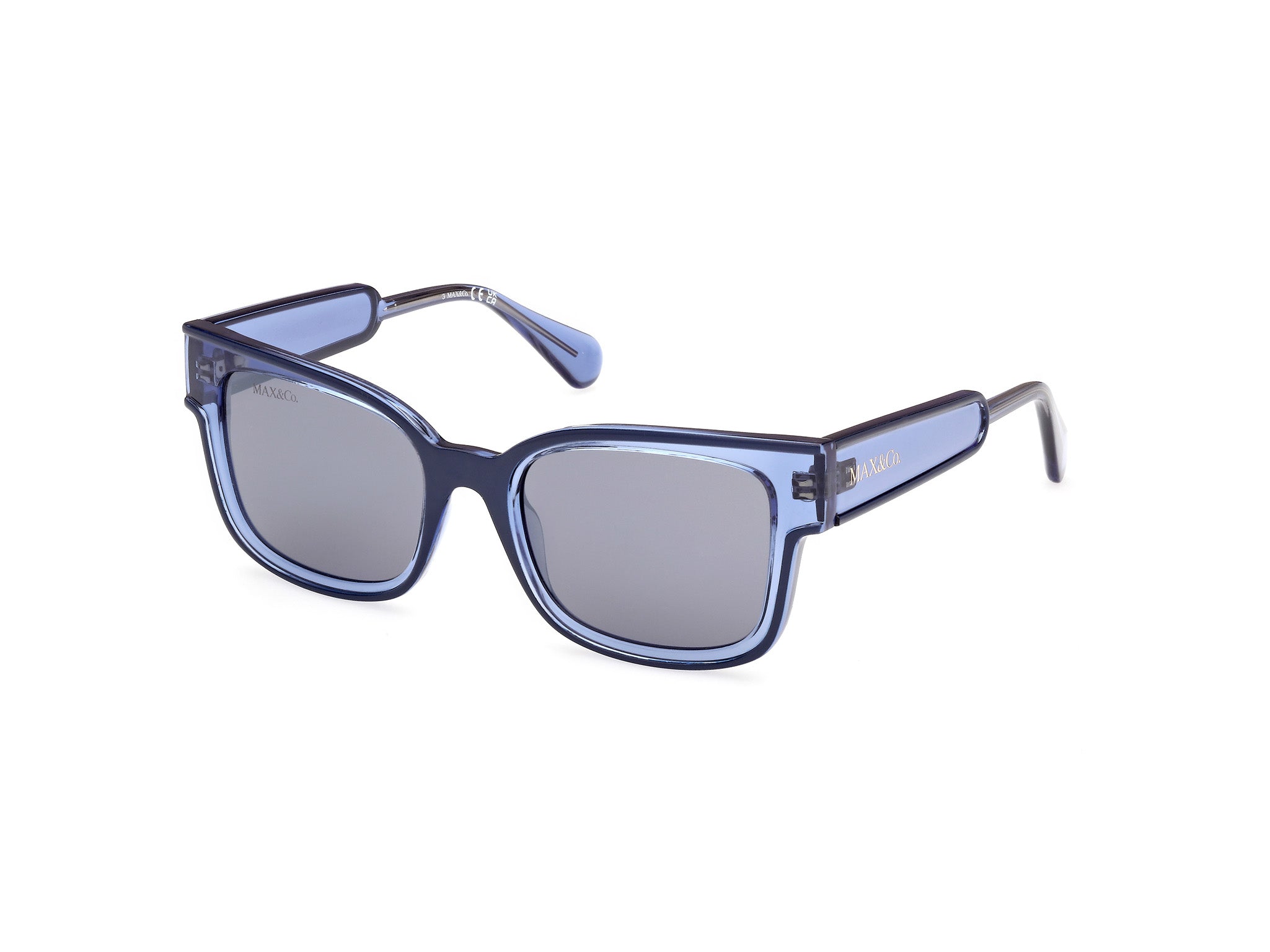 0889214502414 - Damen MO0098 90C Gläser SONNENBRILLEN Injiziert Blau Rauch Quadratisch Normal