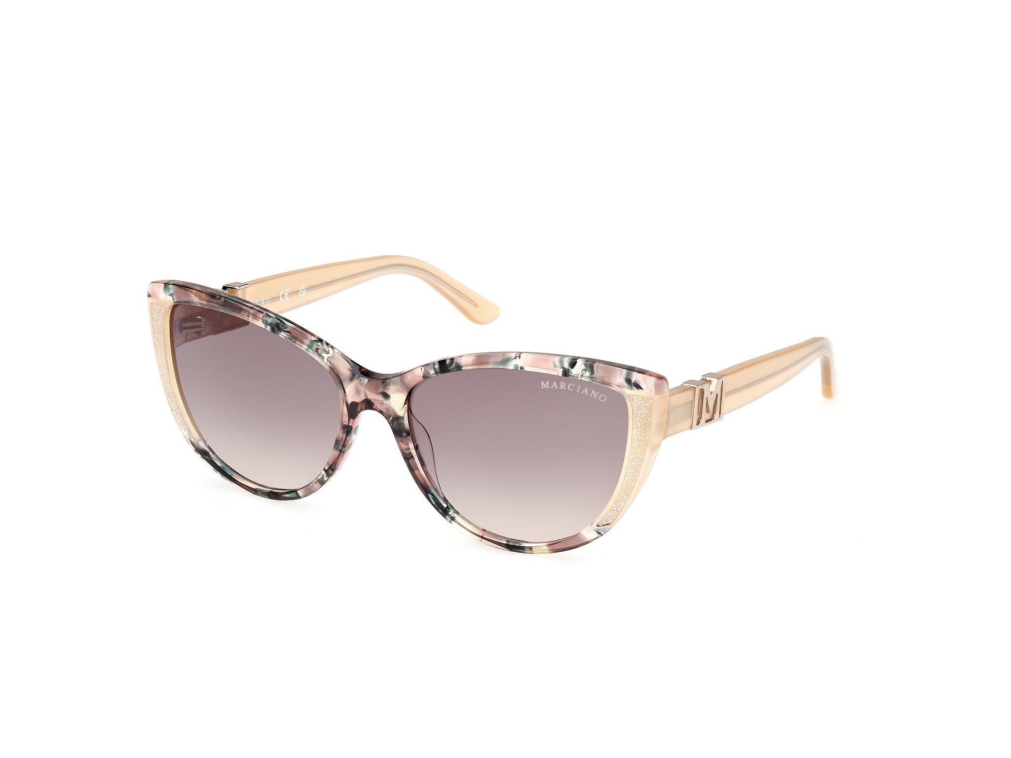 0889214509338 - Damen GM00011 59P Gläser SONNENBRILLEN Acetat Beige Grün Cat Eye Normal