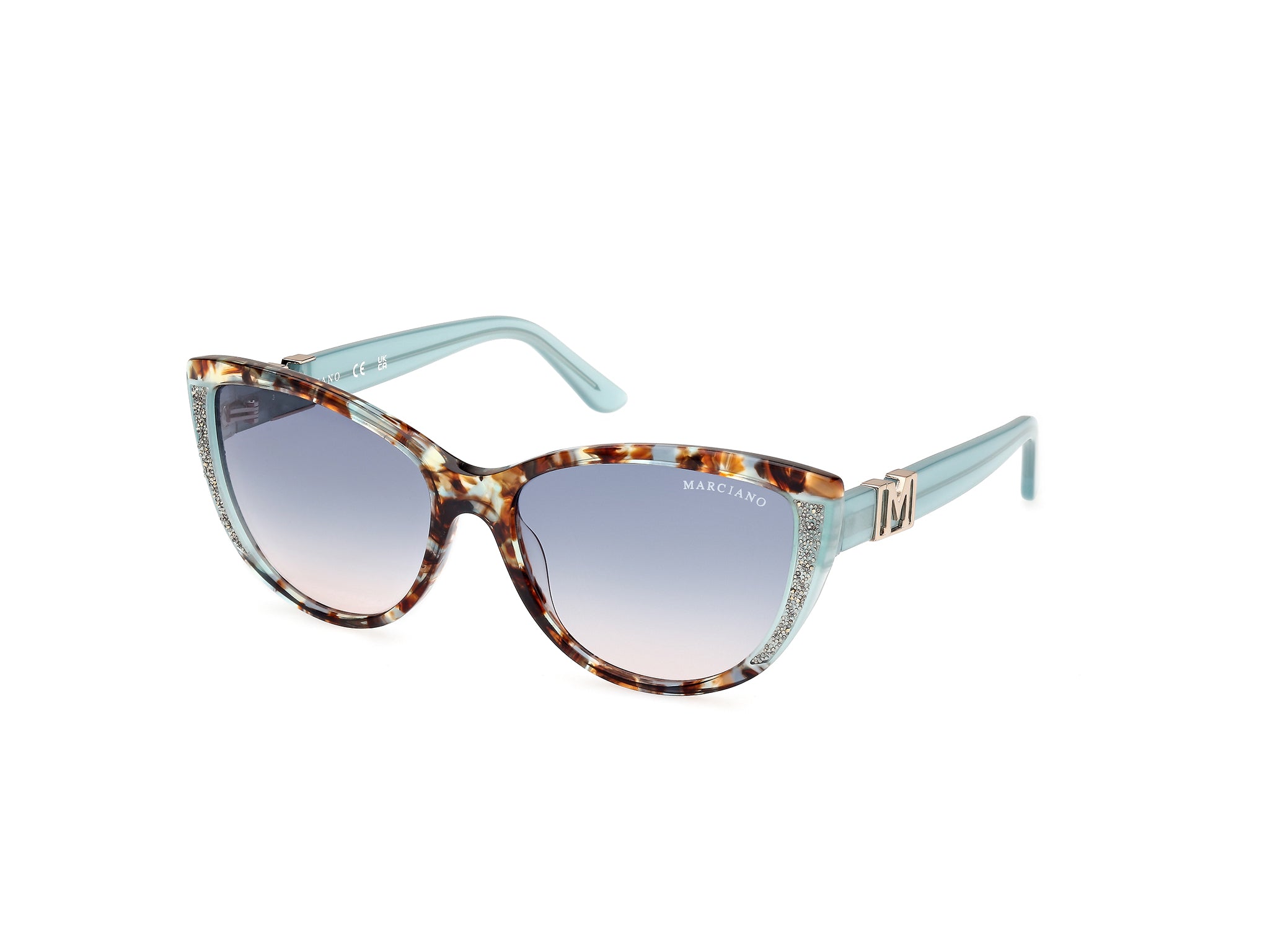 0889214509352 - Damen GM00011 89W Gläser SONNENBRILLEN Acetat Türkis Blau Cat Eye Normal