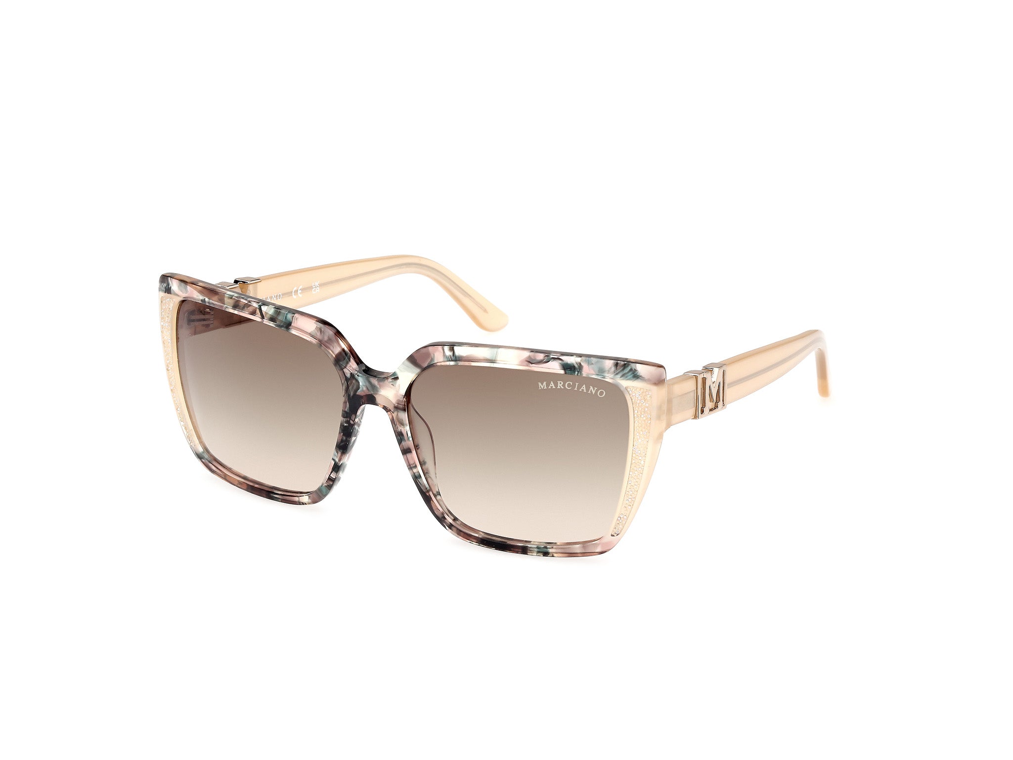 0889214509383 - Damen GM00012 59P Gläser SONNENBRILLEN Acetat Beige Grün Quadratisch Normal