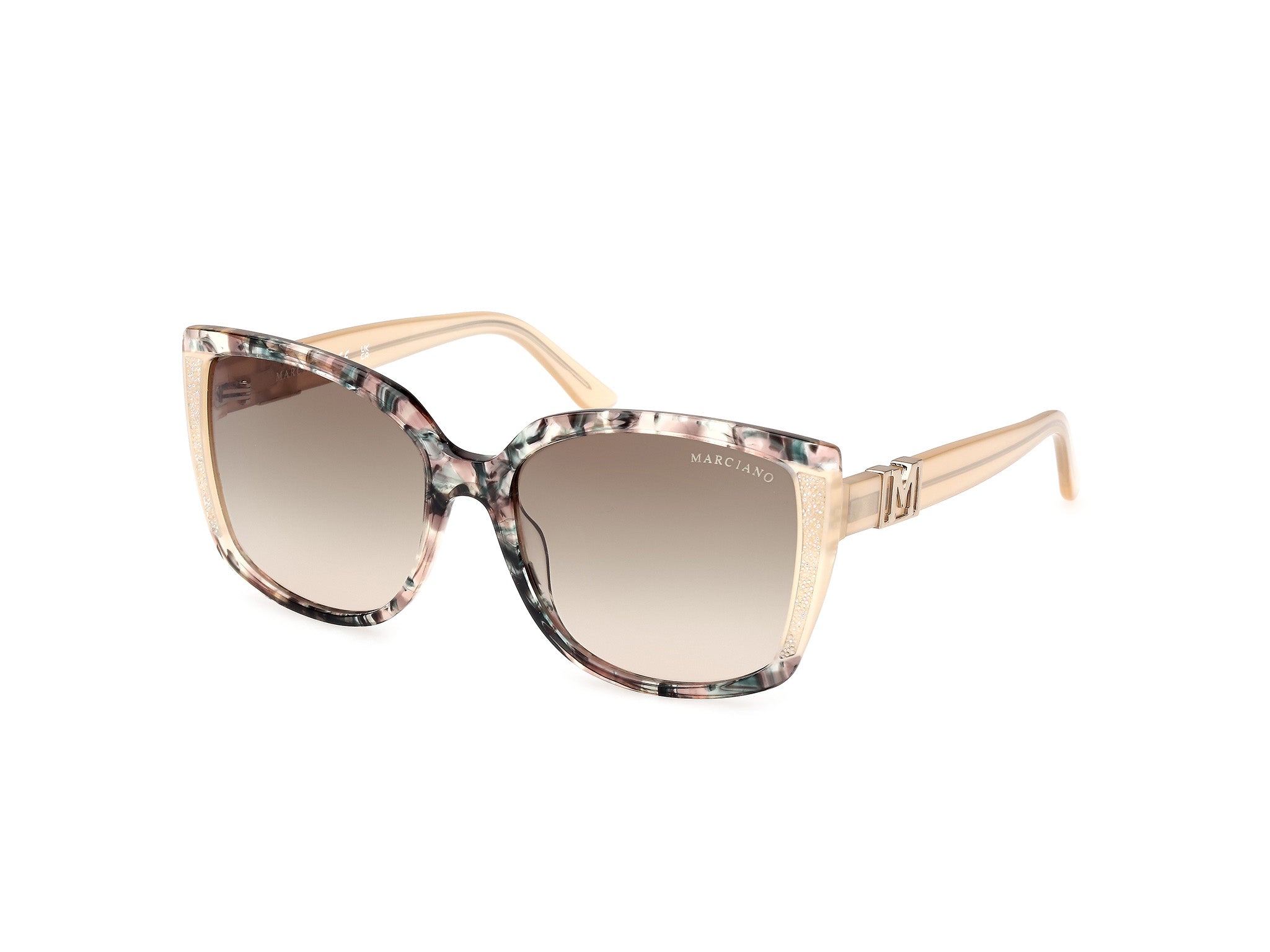 0889214509437 - Damen GM00013 59P Gläser SONNENBRILLEN Acetat Beige Grün Quadratisch Normal