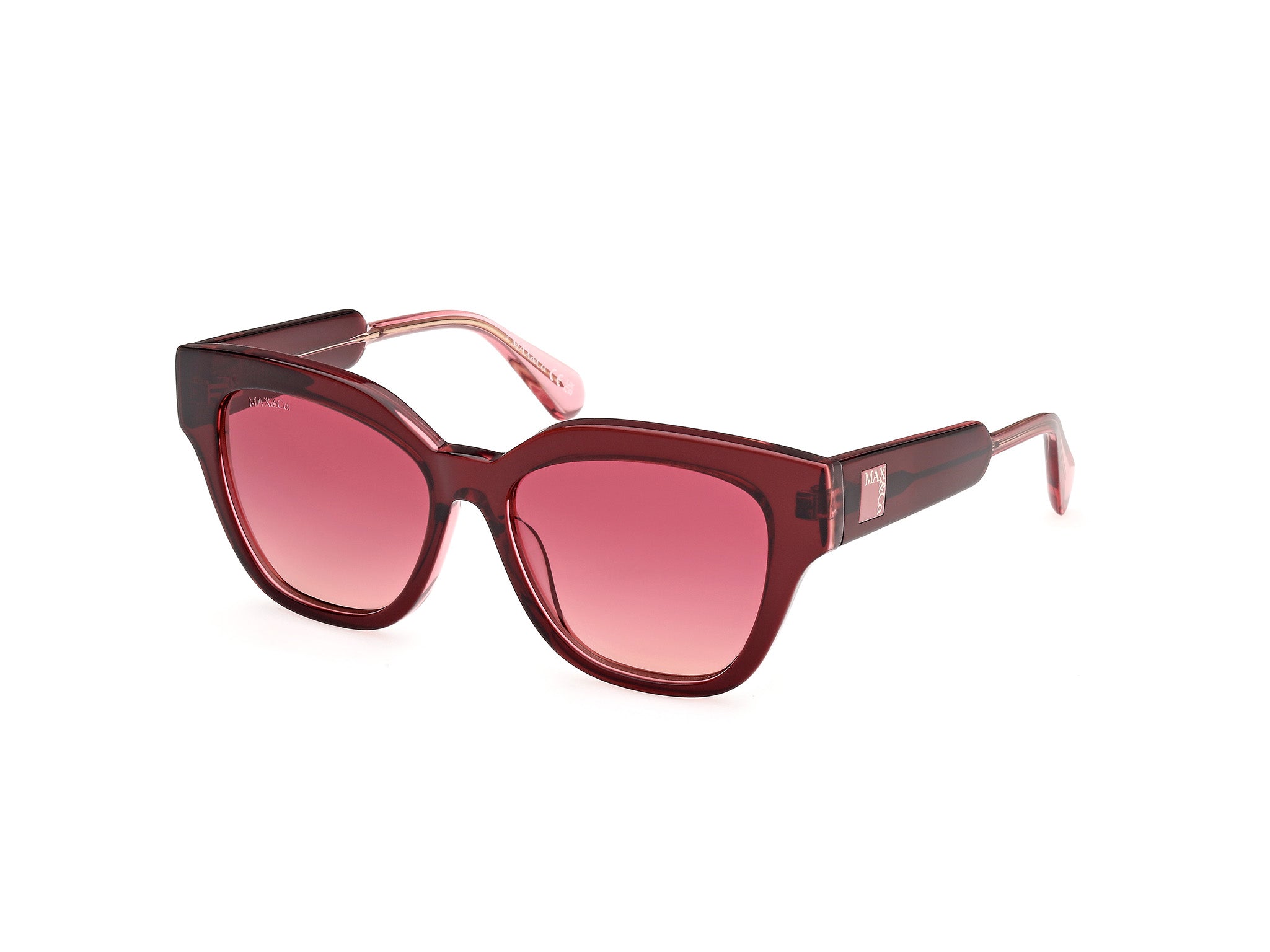 0889214509680 - Damen MO0106 68T Gläser SONNENBRILLEN Acetat Rot Bordeaux Geometrisch Normal