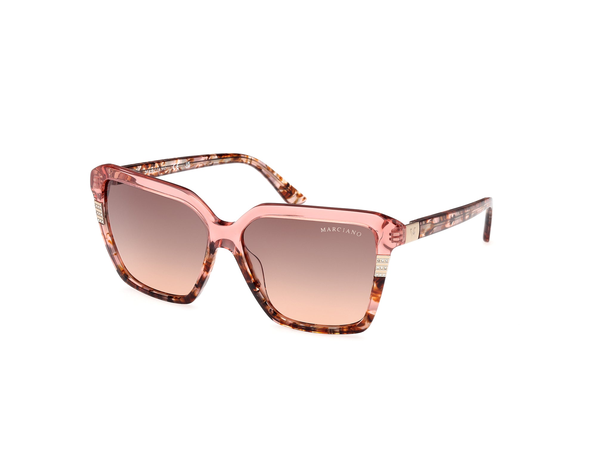 0889214520531 - Damen GM00009 74F Gläser SONNENBRILLEN Acetat Rosa Braun Quadratisch Normal