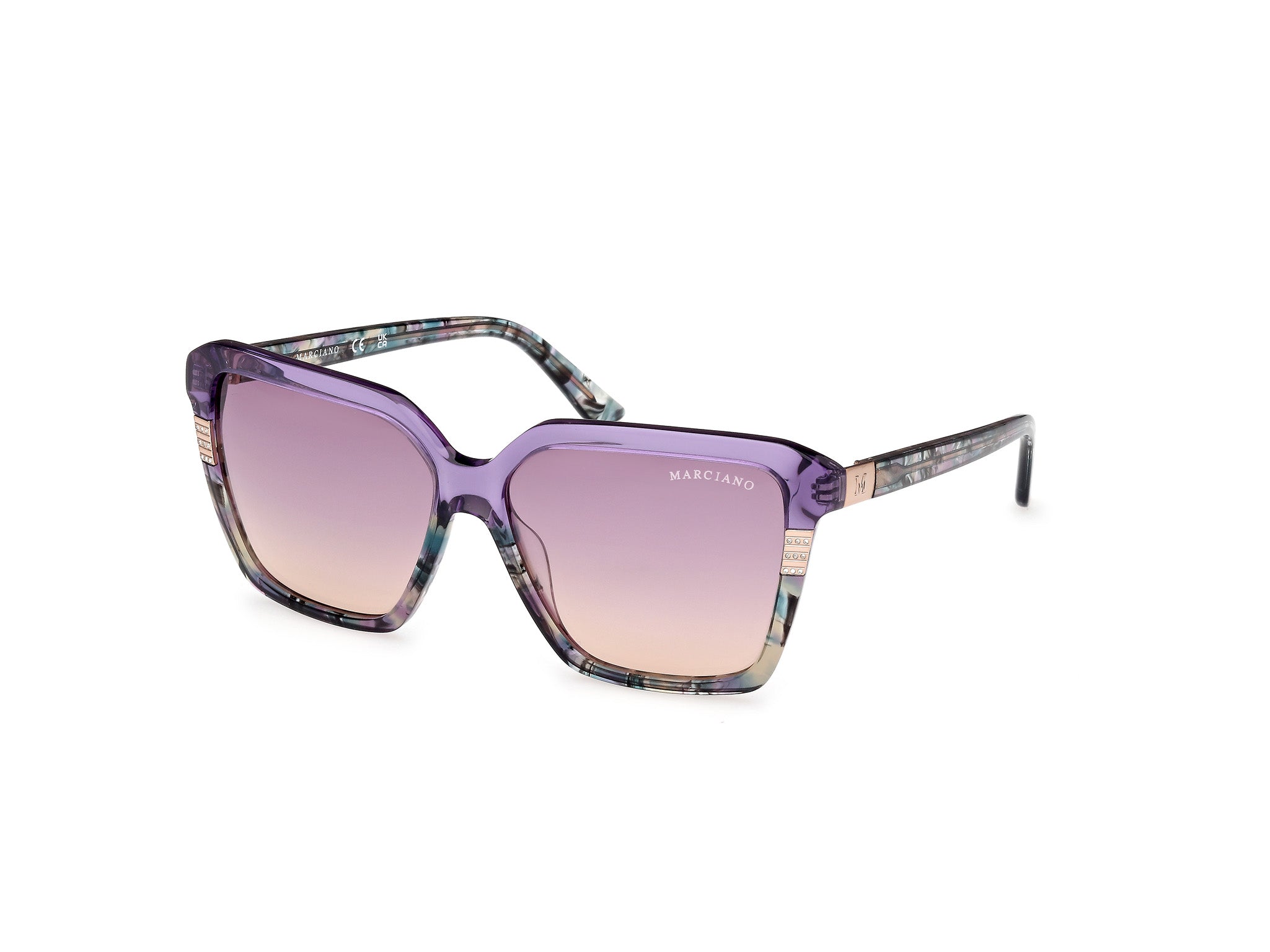 0889214520548 - Damen GM00009 81Z Gläser SONNENBRILLEN Acetat Violett Violett Quadratisch Normal