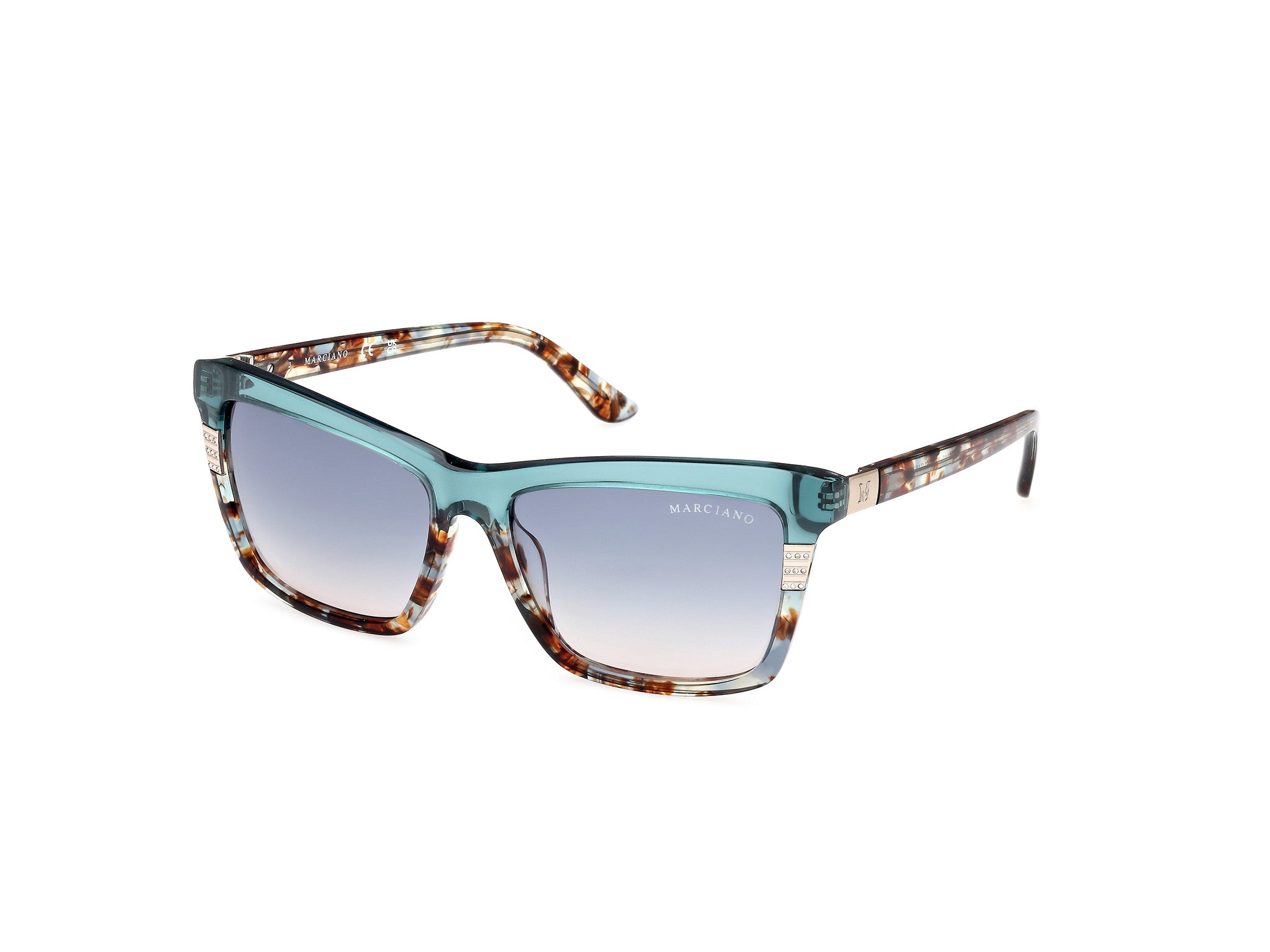 0889214520593 - Damen GM00010 87W Gläser SONNENBRILLEN Acetat Türkis Blau Quadratisch Normal