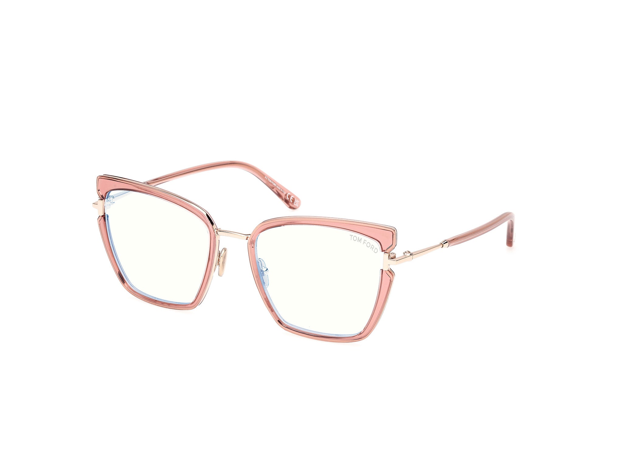 0889214522641 - TOM FORD Damen FT5984-B 72 Rahmen von BRILLEN Injiziert Rosa  Schmetterling Normal