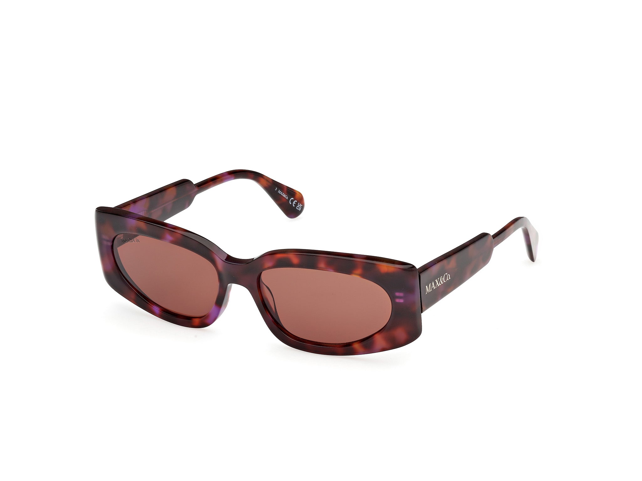 0889214539045 - Damen MO0114 55E Gläser SONNENBRILLEN Acetat Havanna Braun Quadratisch Normal