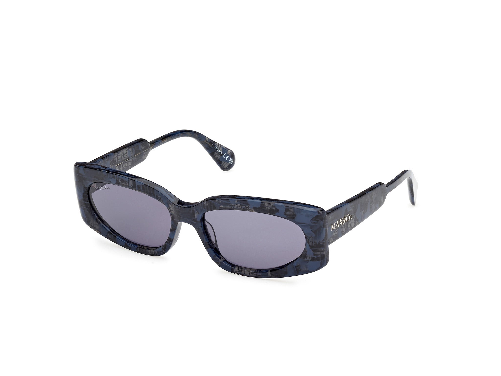 0889214539052 - Damen MO0114 92V Gläser SONNENBRILLEN Acetat Blau Blau Quadratisch Normal