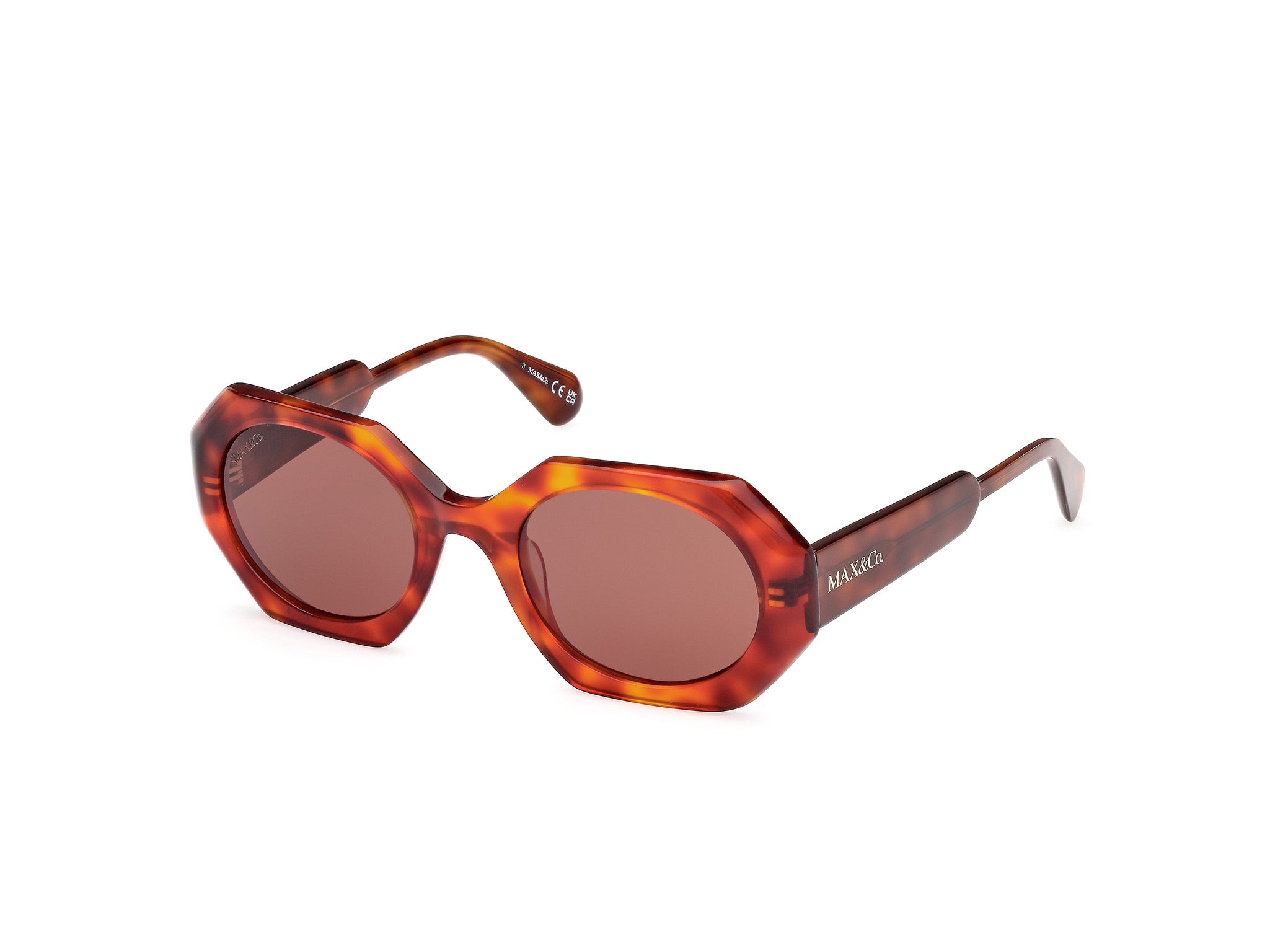 0889214539083 - Damen MO0115 53E Gläser SONNENBRILLEN Acetat Havanna Braun Geometrisch Normal