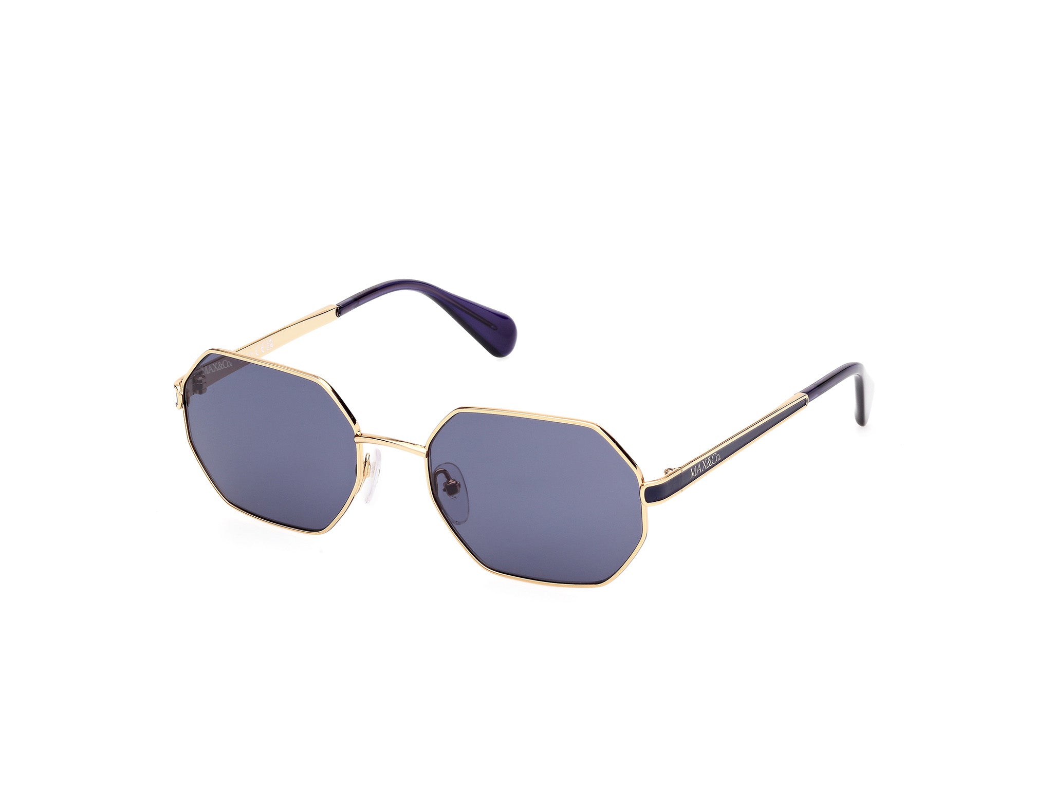 0889214539205 - Damen MO0118 30V Gläser SONNENBRILLEN Metall Gold Blau Geometrisch Normal