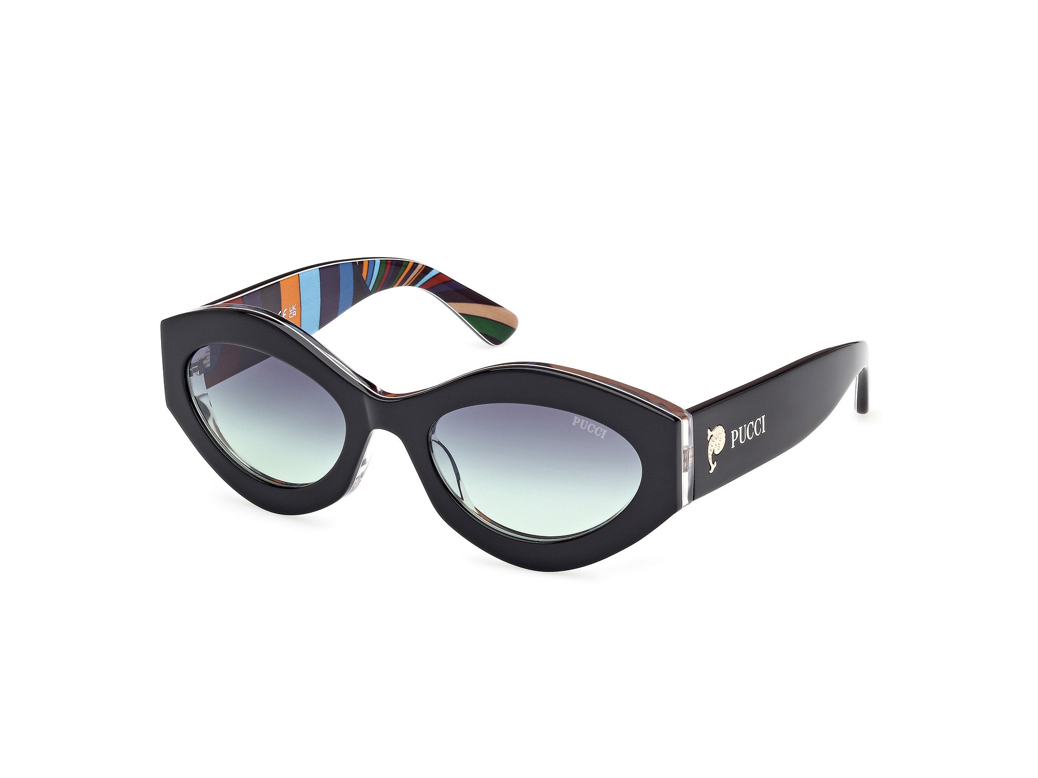 0889214548009 - Emilio Pucci Damen EP0227 01B Gläser SONNENBRILLEN Acetat Schwarz Rauch Geometrisch Normal