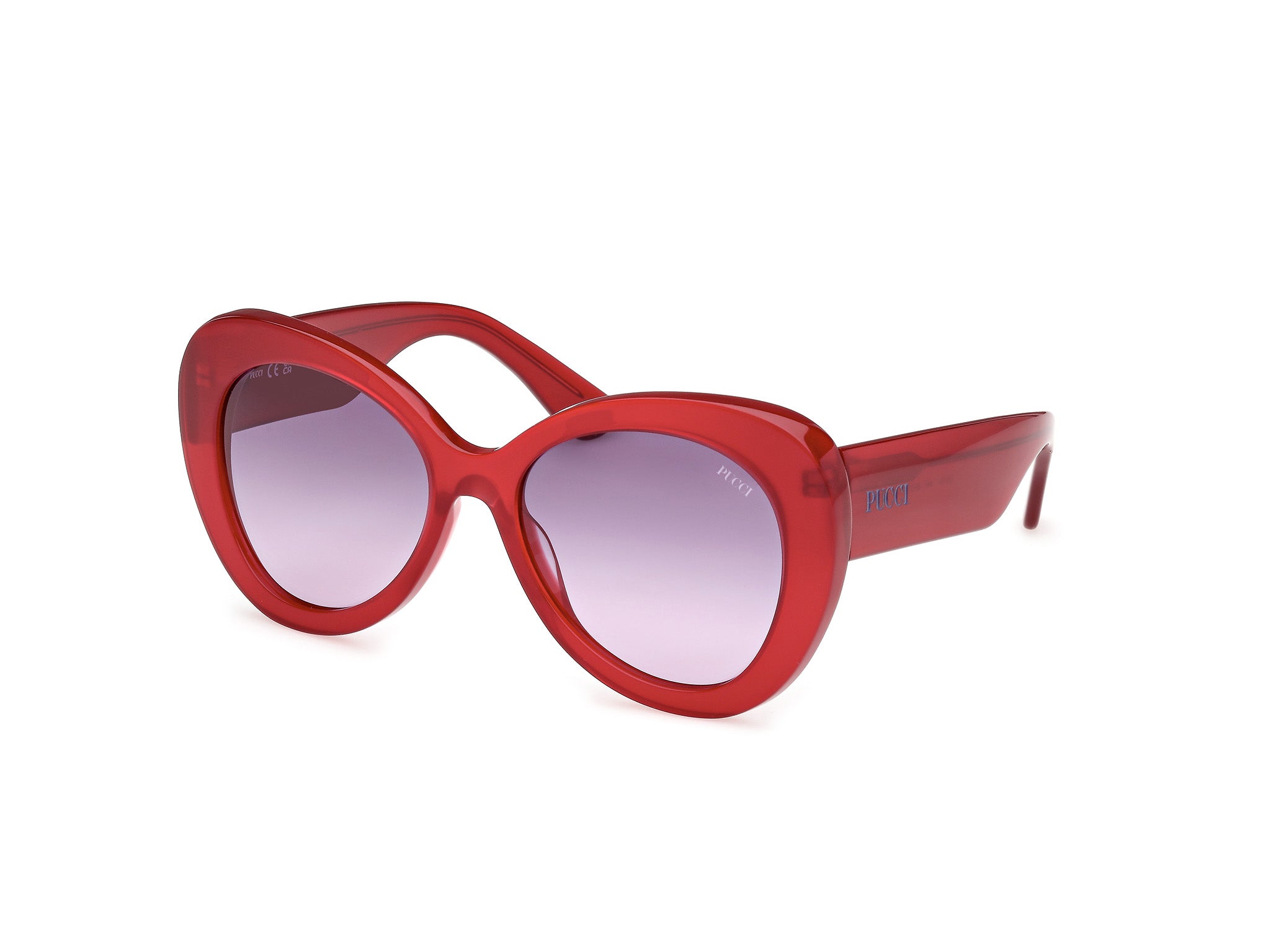 0889214548207 - Emilio Pucci Damen EP0232 66Z Gläser SONNENBRILLEN Acetat Rot Violett Rund Normal