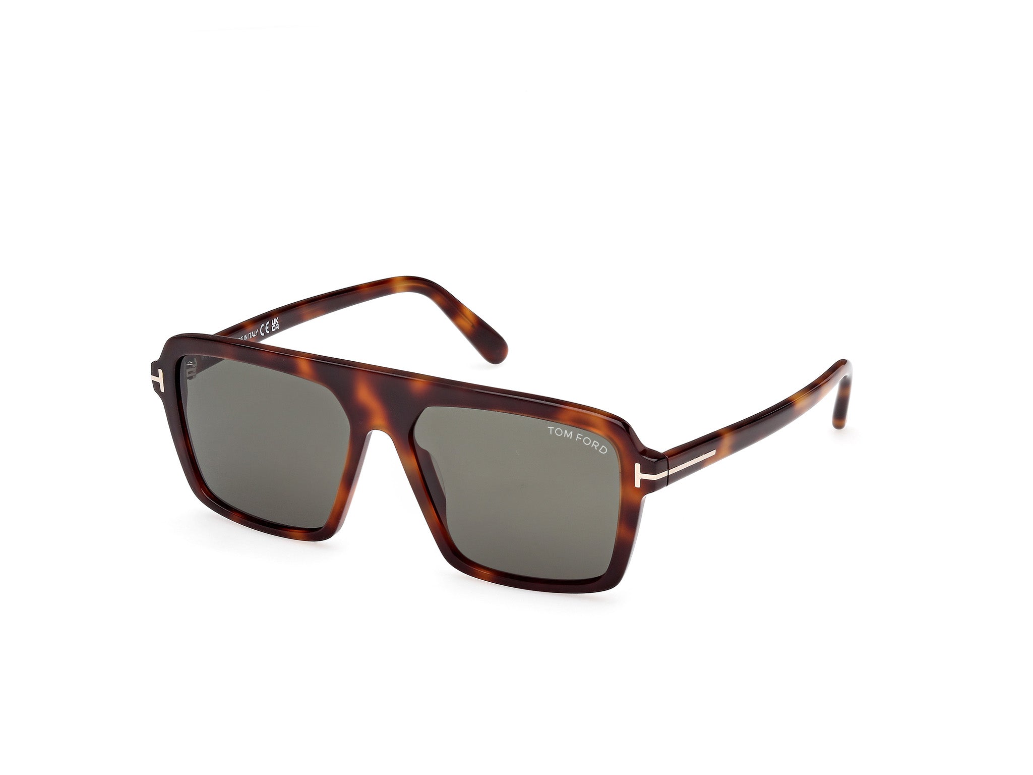 0889214548917 - TOM FORD Herren FT1176 VINCENT 53N Gläser SONNENBRILLEN Acetat Havanna Grün Pilot Normal