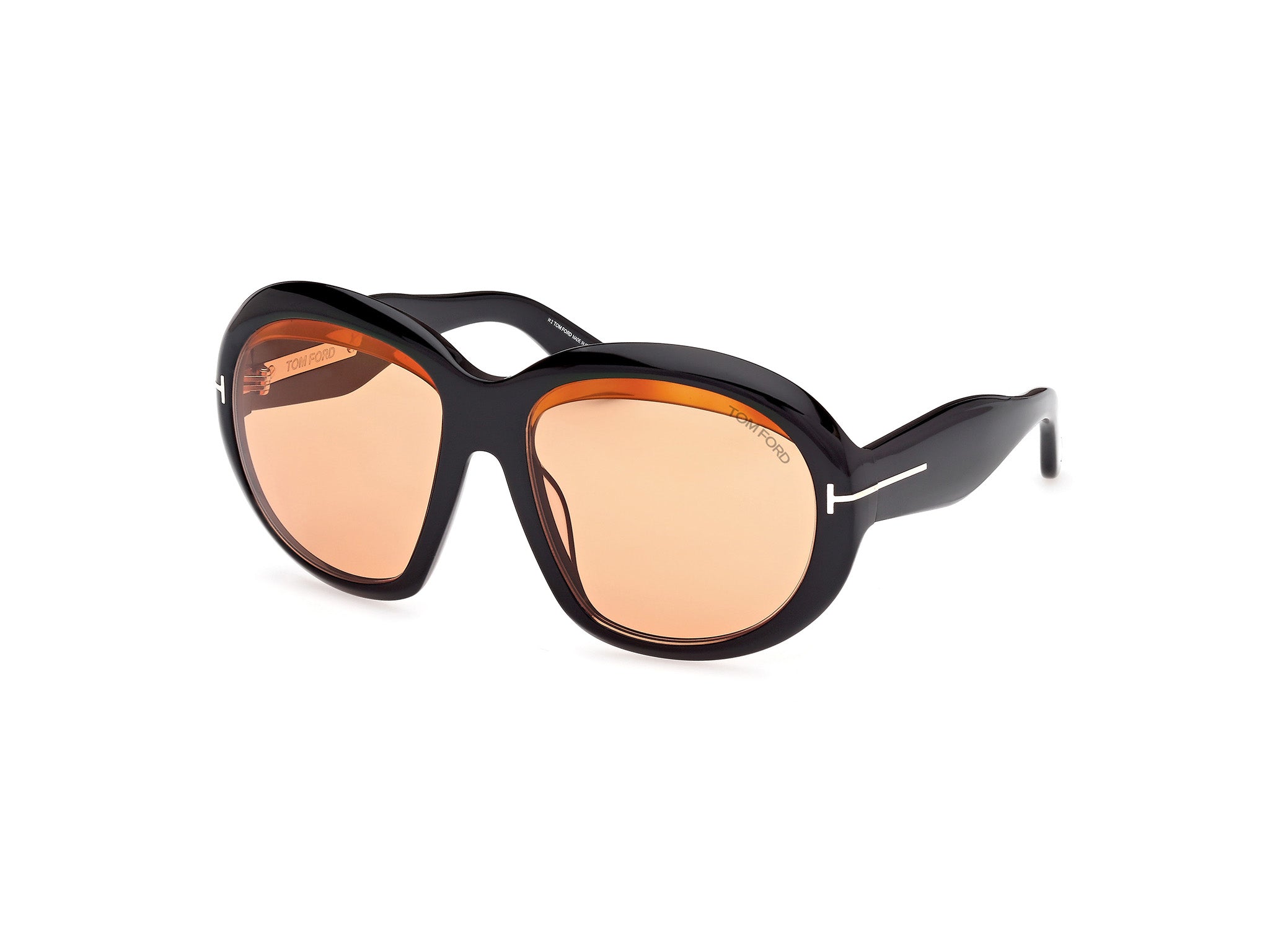 0889214549440 - TOM FORD Damen FT1193 ANGELLICA 01E Gläser SONNENBRILLEN Acetat Schwarz Braun Rund Normal