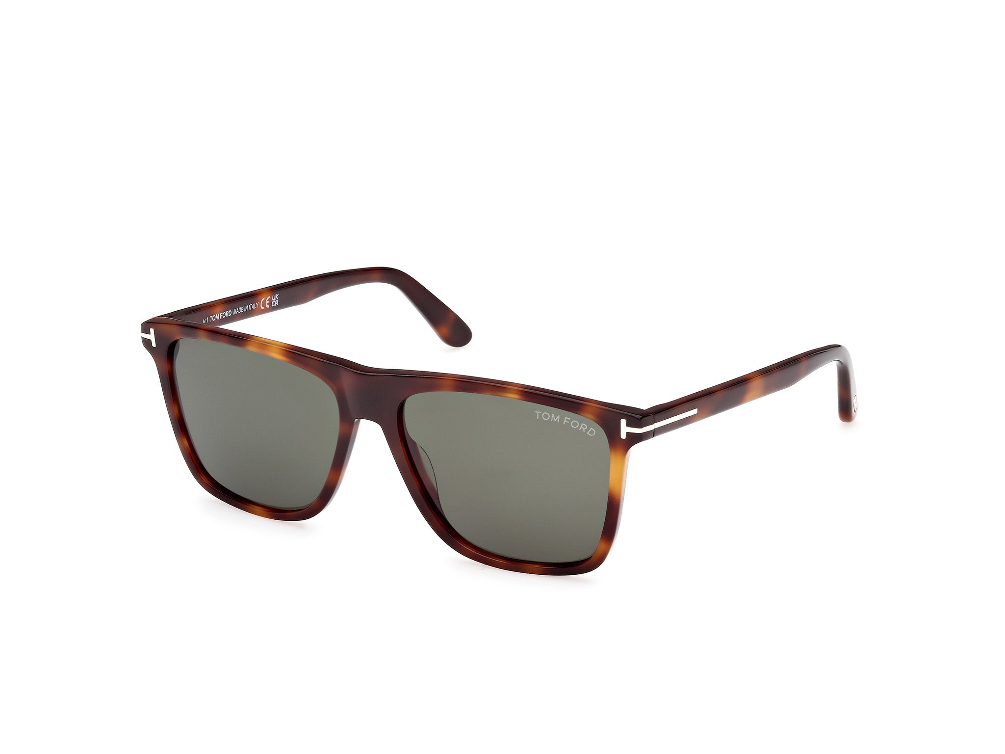 0889214550149 - TOM FORD Herren FT0832 FLETCHER 53N Gläser SONNENBRILLEN Acetat Havanna Grün Quadratisch Normal