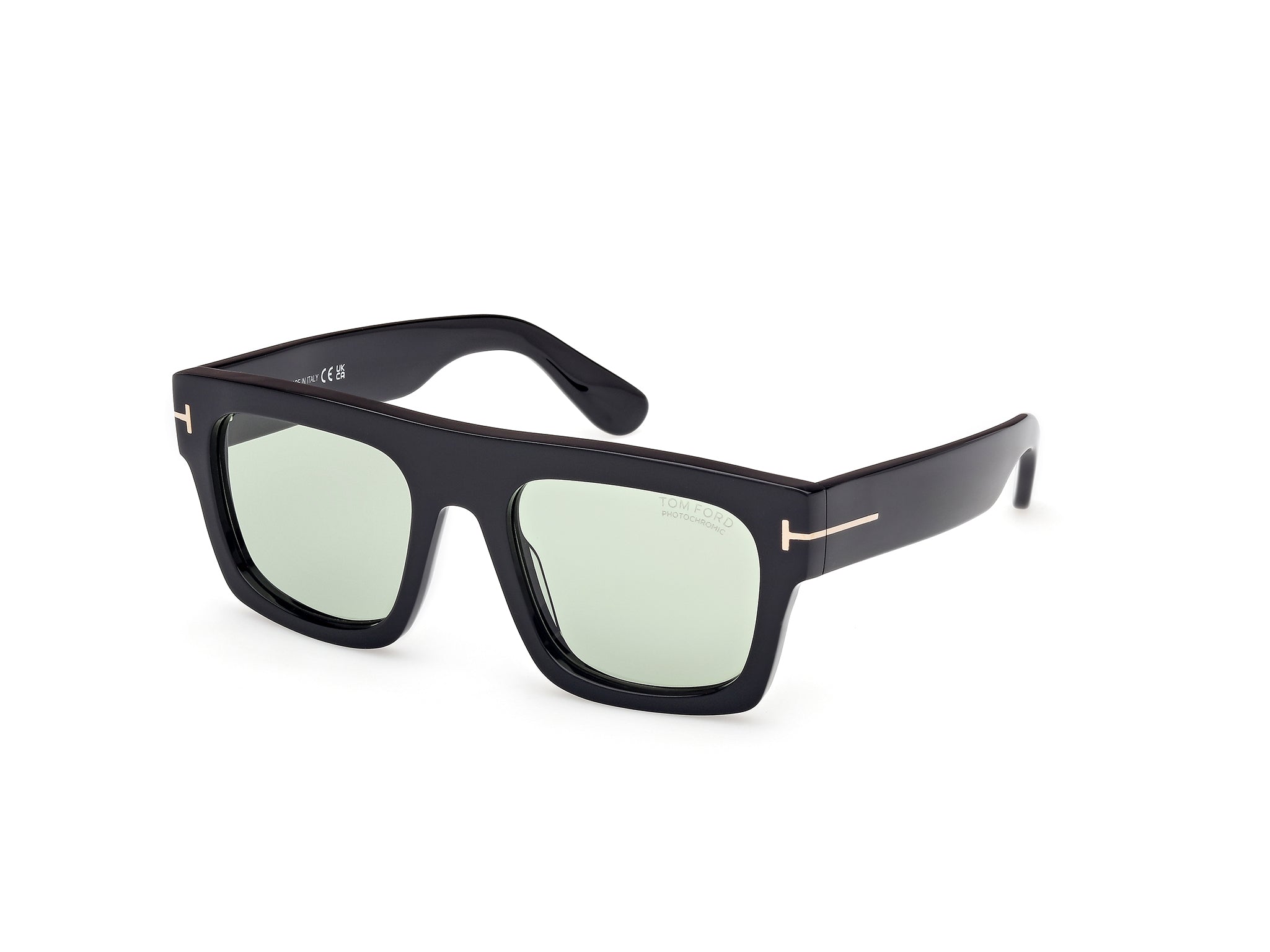 0889214551740 - TOM FORD Herren FT0711 FAUSTO 01N Gläser SONNENBRILLEN Acetat Schwarz Grün Quadratisch Photochromatisch