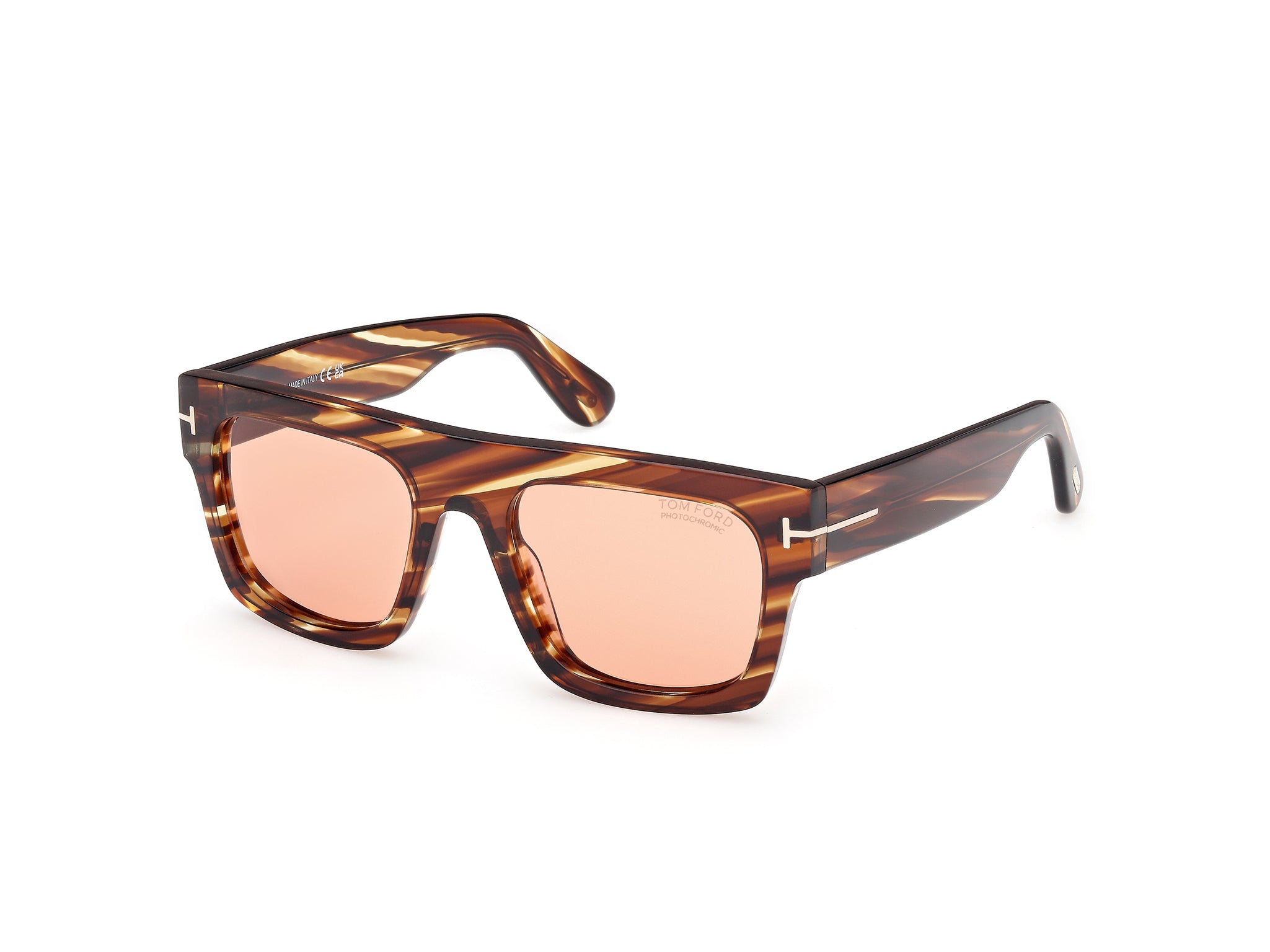 0889214551757 - TOM FORD Herren FT0711 FAUSTO 53E Gläser SONNENBRILLEN Acetat Havanna Braun Quadratisch Photochromatisch