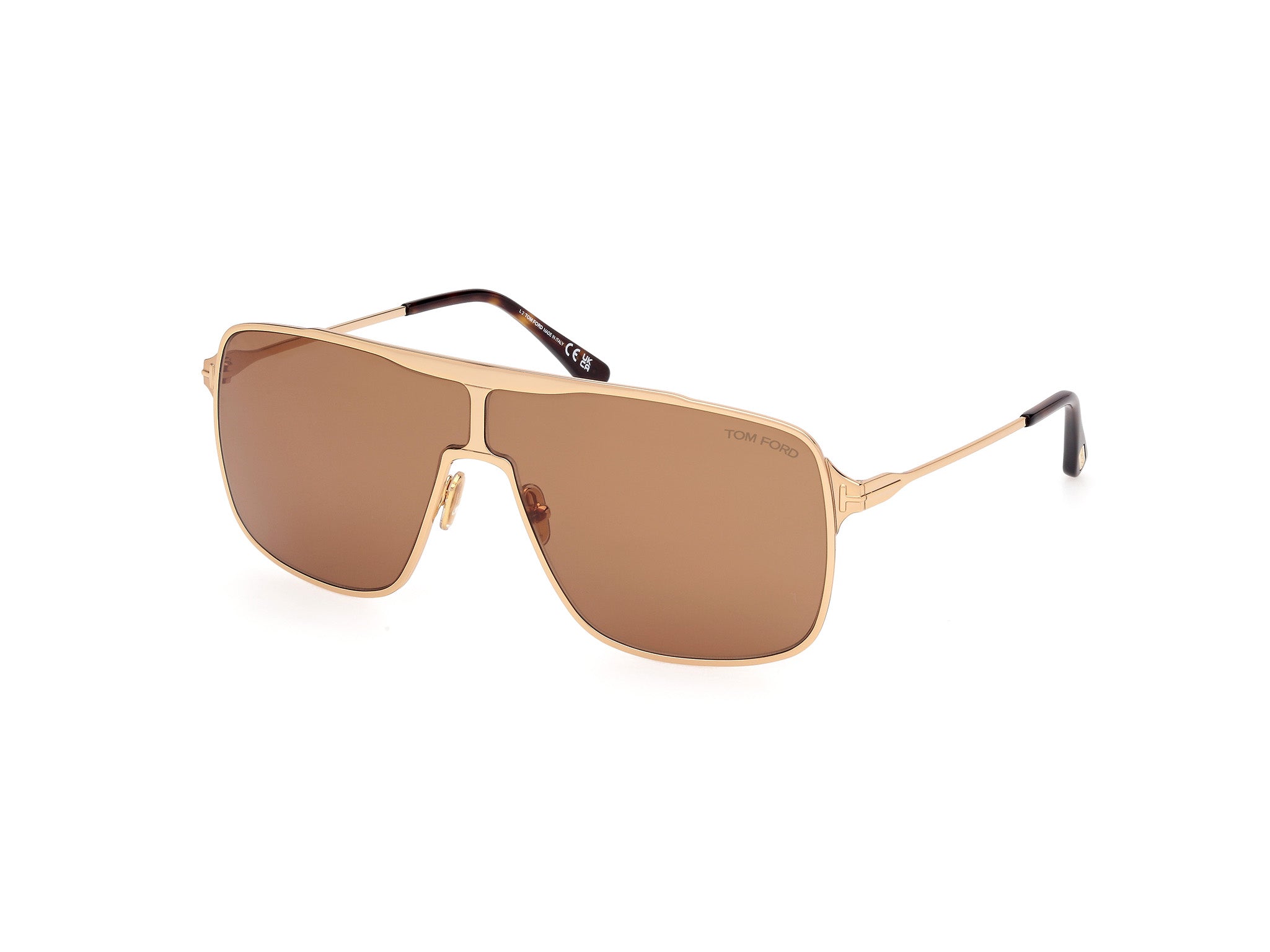 0889214551801 - TOM FORD Herren FT1173 ZAPPA 30E Gläser SONNENBRILLEN Metall Gold Braun Quadratisch Normal