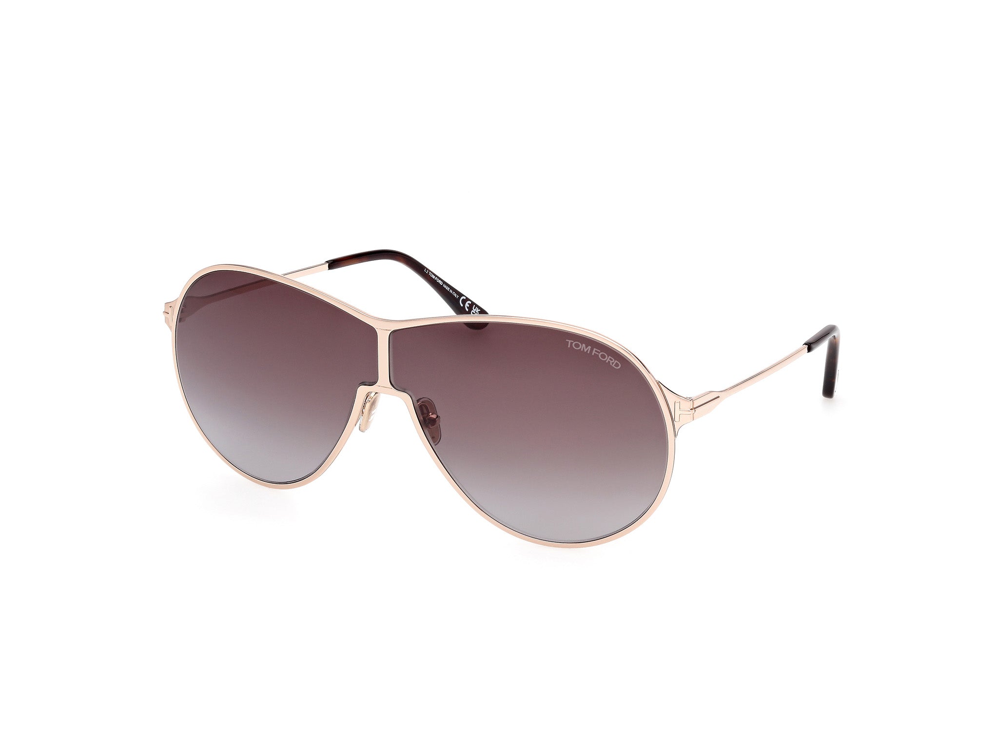 0889214551818 - TOM FORD Unisex FT1174 GAIA 28K Gläser SONNENBRILLEN Metall Gold Braun Pilot Normal