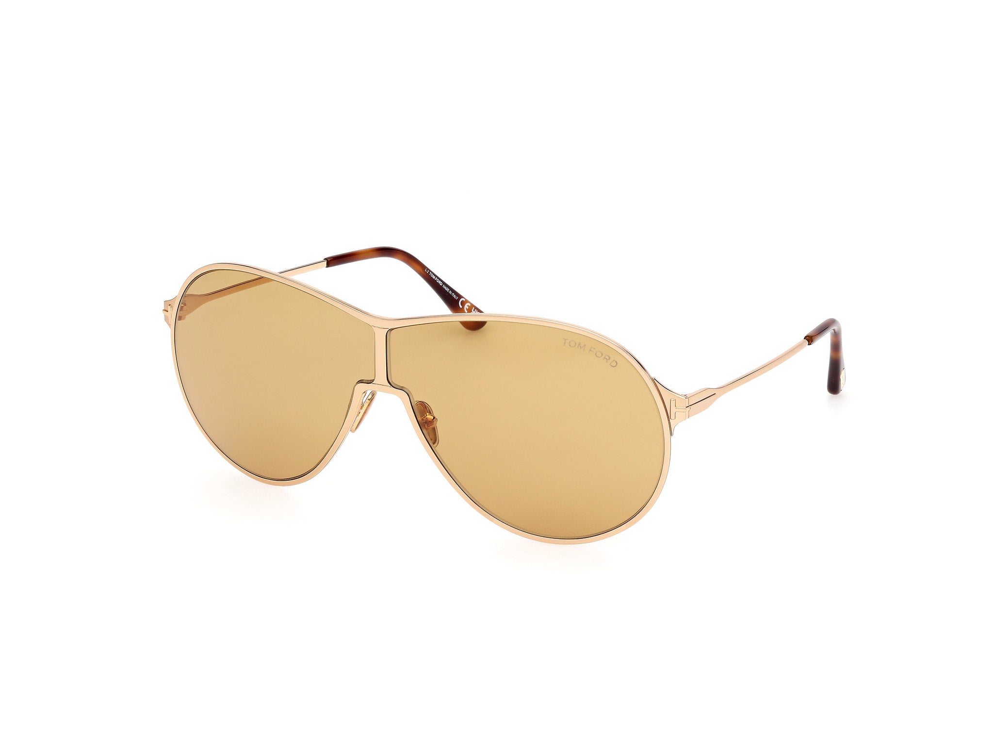 0889214551825 - TOM FORD Unisex FT1174 GAIA 30E Gläser SONNENBRILLEN Metall Gold Braun Pilot Normal