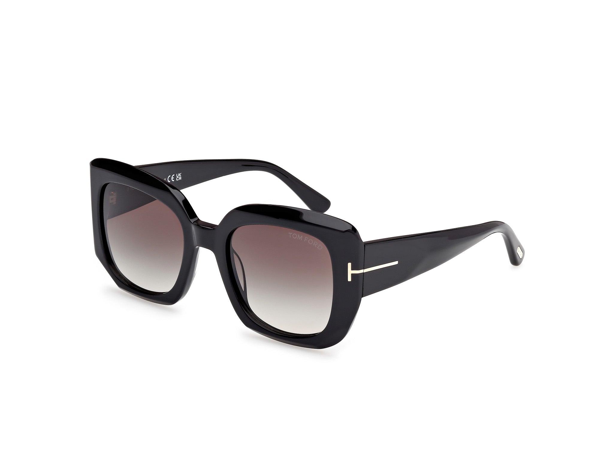0889214558862 - TOM FORD Damen TOM FORD FT1220 CARLA-02 01B Sonnenbrillen Acetat Schwarz Rauch Quadratisch Normal