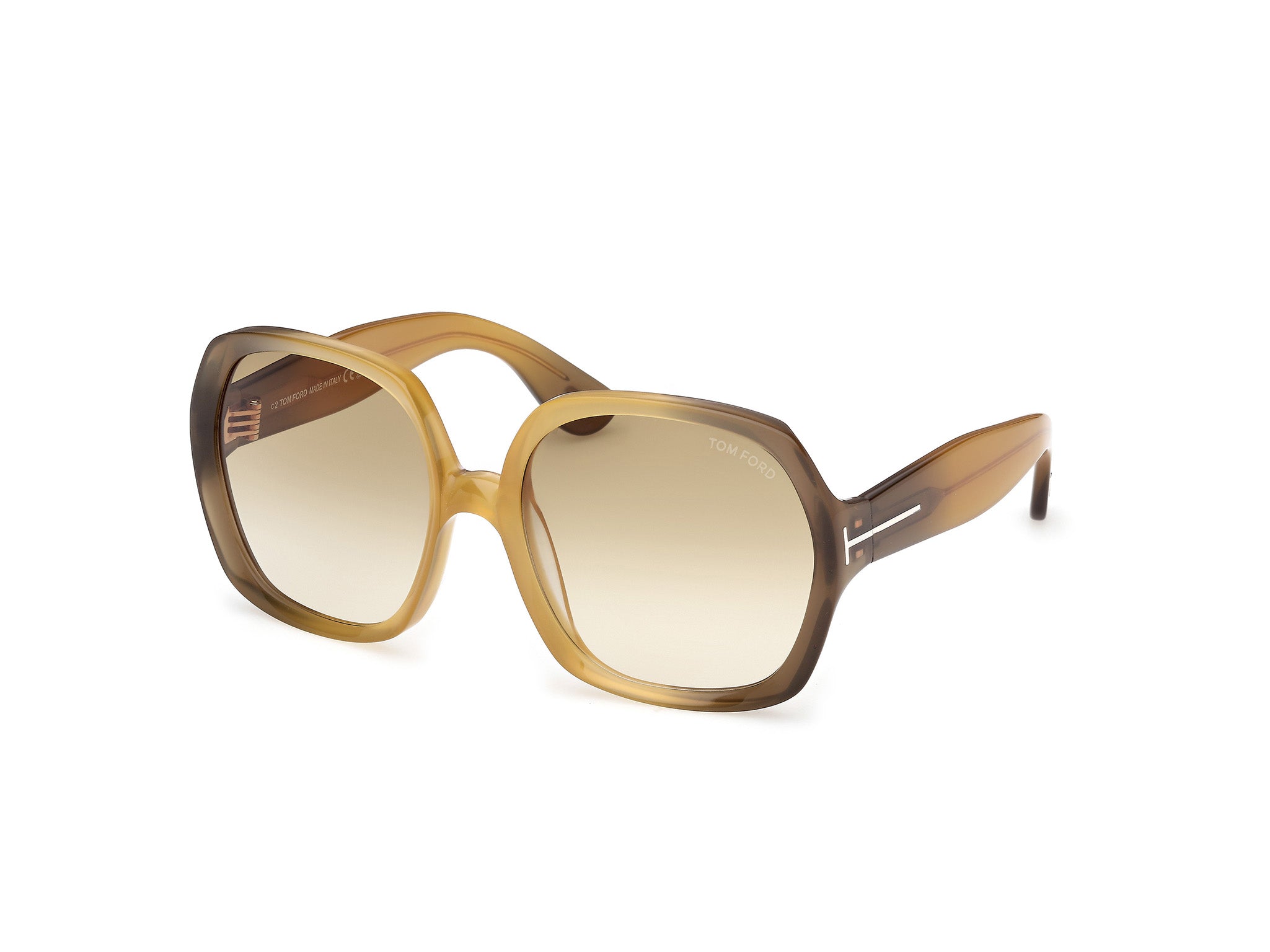 0889214558916 - TOM FORD Damen TOM FORD FT1221 SAFFRON 41F Sonnenbrillen Acetat Gelb Braun Quadratisch Normal Schattiert