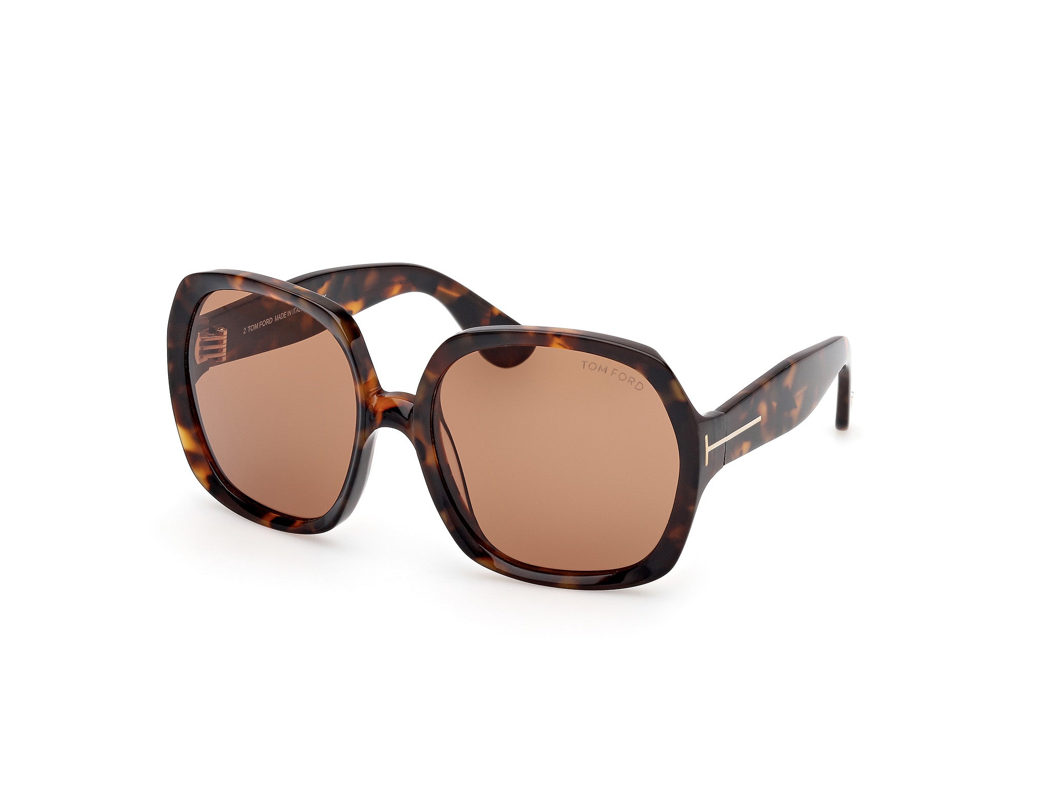 0889214558923 - TOM FORD Damen TOM FORD FT1221 SAFFRON 52E Sonnenbrillen Acetat Havanna Braun Quadratisch Normal Schattiert