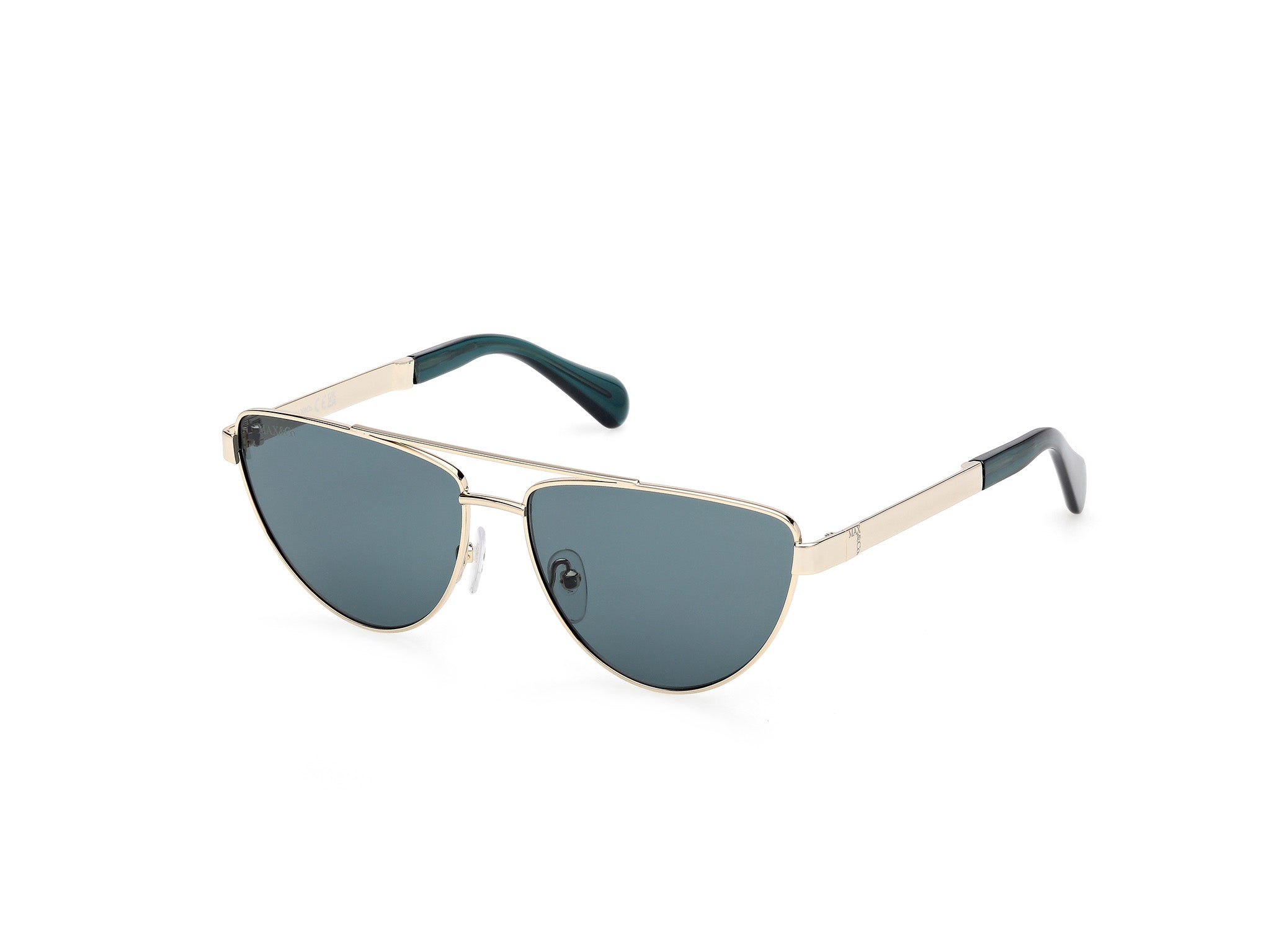 0889214560667 - Damen MO0129 32N Gläser SONNENBRILLEN Metall Gold Grün Cat Eye Normal