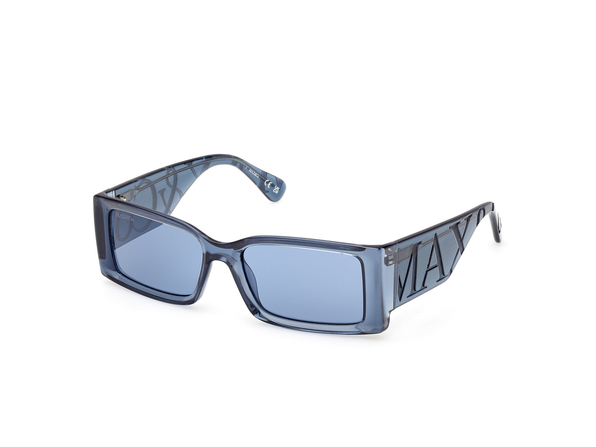 0889214560711 - Damen MO0130 90V Gläser SONNENBRILLEN Injiziert Blau Blau Quadratisch Normal