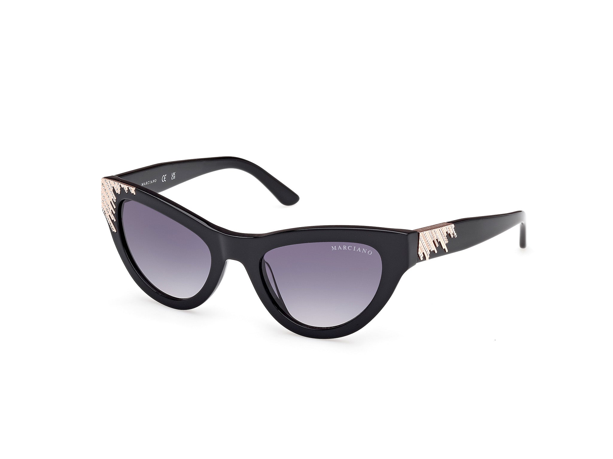 0889214565402 - Damen GM00025 01B Gläser SONNENBRILLEN Acetat Schwarz Rauch Cat Eye Normal