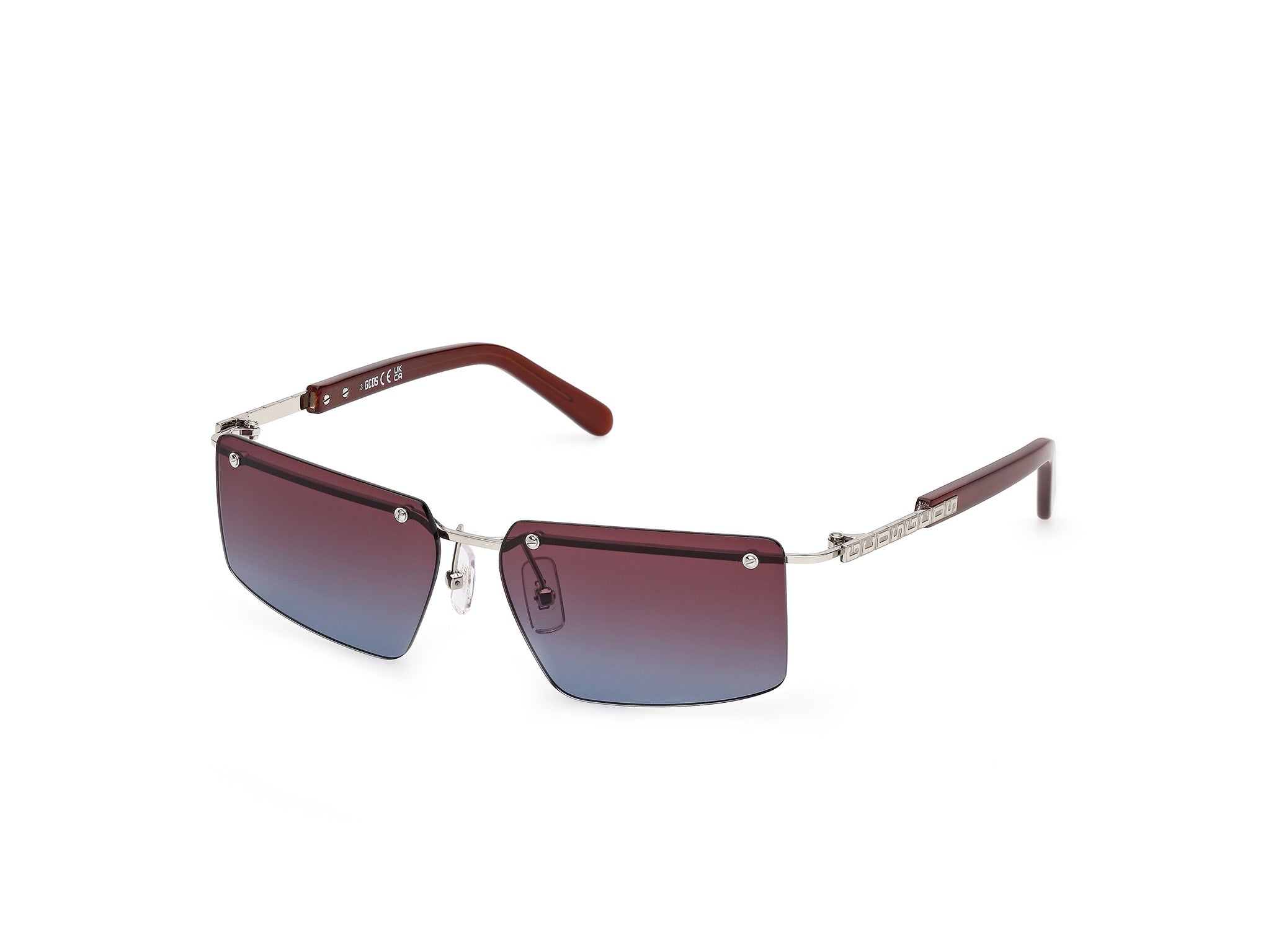 0889214569585 - Unisex GD0061 16T Gläser SONNENBRILLEN Metall Palladium Bordeaux Quadratisch Normal