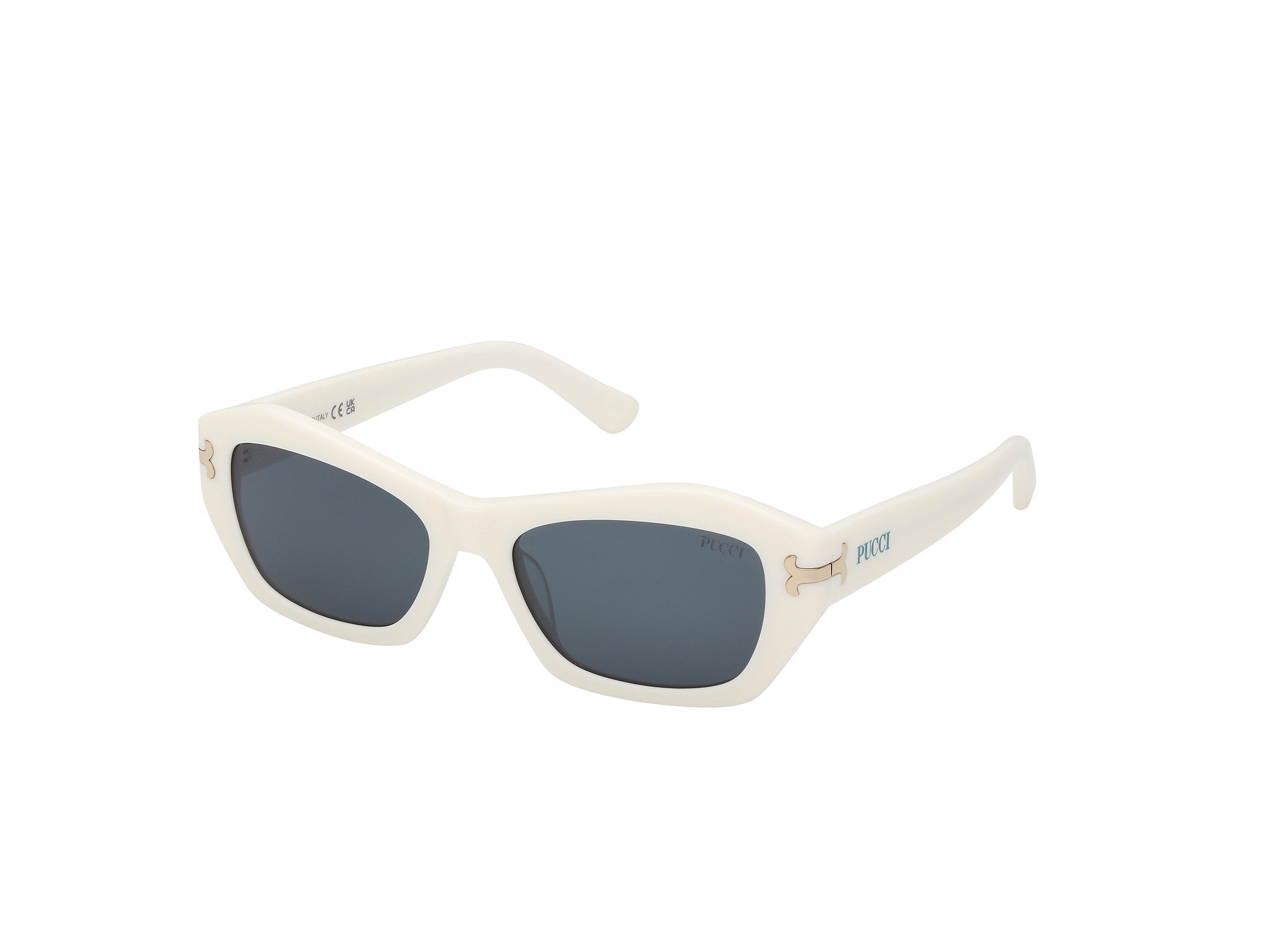 0889214587282 - Emilio Pucci Damen EP0235 21V Gläser SONNENBRILLEN Acetat Weiß Blau Geometrisch Normal