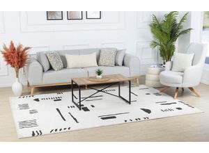 0889292028479 - Surya - Teppich Kurzflor Wohnzimmer Moderner Skandinavischer Teppich Elfenbein und Schwarz 200 x 275 cm