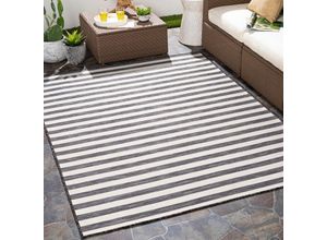 0889292191180 - Surya - In- & Outdoor Teppich Terrasse Balkon Gestreiftes Muster Schwarz und Elfenbein 80 x 150 cm