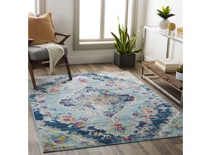 0889292251891 - Perserteppich Kurzflor Wohnzimmer Vintage Orient Blau Mehrfarbig 100 x 153 cm - Surya