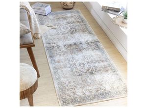 0889292414654 - Flur Perseteppich Läufer Kurzflor Waschbar Vintage Orient Braun 80 x 220 cm - Surya