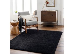 0889292486910 - SURYA Teppich Hochflor Wohnzimmer Soft Weich Shaggy Einfarbig Schwarz 160 x 213 cm