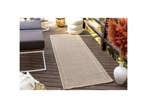 0889292503860 - Surya - Teppich Outdoor Indoor Terrasse Balkon Wohnzimmer Jute Effekt Braun und Schwarz 80 x 220 cm