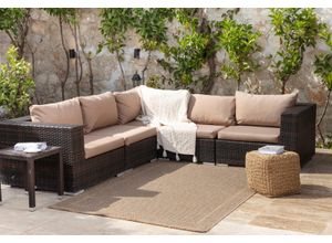 0889292503884 - Surya - Teppich Outdoor Indoor Terrasse Balkon Wohnzimmer Jute Effekt Braun und Schwarz 160 x 213 cm