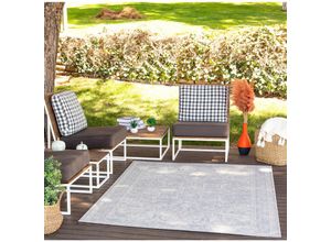 0889292526340 - Surya - Perseteppich Outdoor Indoor Terrasse Balkon Vintage Orient Grau und Elfenbein 160 x 213 cm