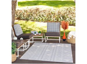 0889292526944 - Surya - Teppich Outdoor Indoor Terrasse Balkon Skandi Boho Design Grau und Elfenbein 160 x 213 cm