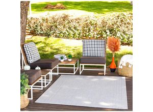 0889292529648 - SURYA Teppich Outdoor Indoor Terrasse Balkon Modernes Skandi Design Grau und Elfenbein 160 x 213 cm