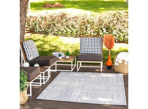 0889292529747 - Surya - Teppich Outdoor Indoor Terrasse Balkon Skandi Boho Design Grau und Elfenbein 160 x 213 cm