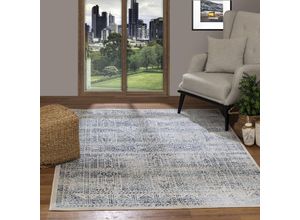 0889292542838 - Perserteppich Kurzflor Wohnzimmer Vintage Orient Blau und Weiß 120 x 170 cm - Surya