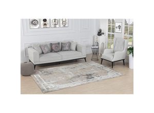 0889292544436 - Teppich Kurzflor Wohnzimmer Modernes Abstraktes Design Beige und Weiß 120 x 170 cm - Surya